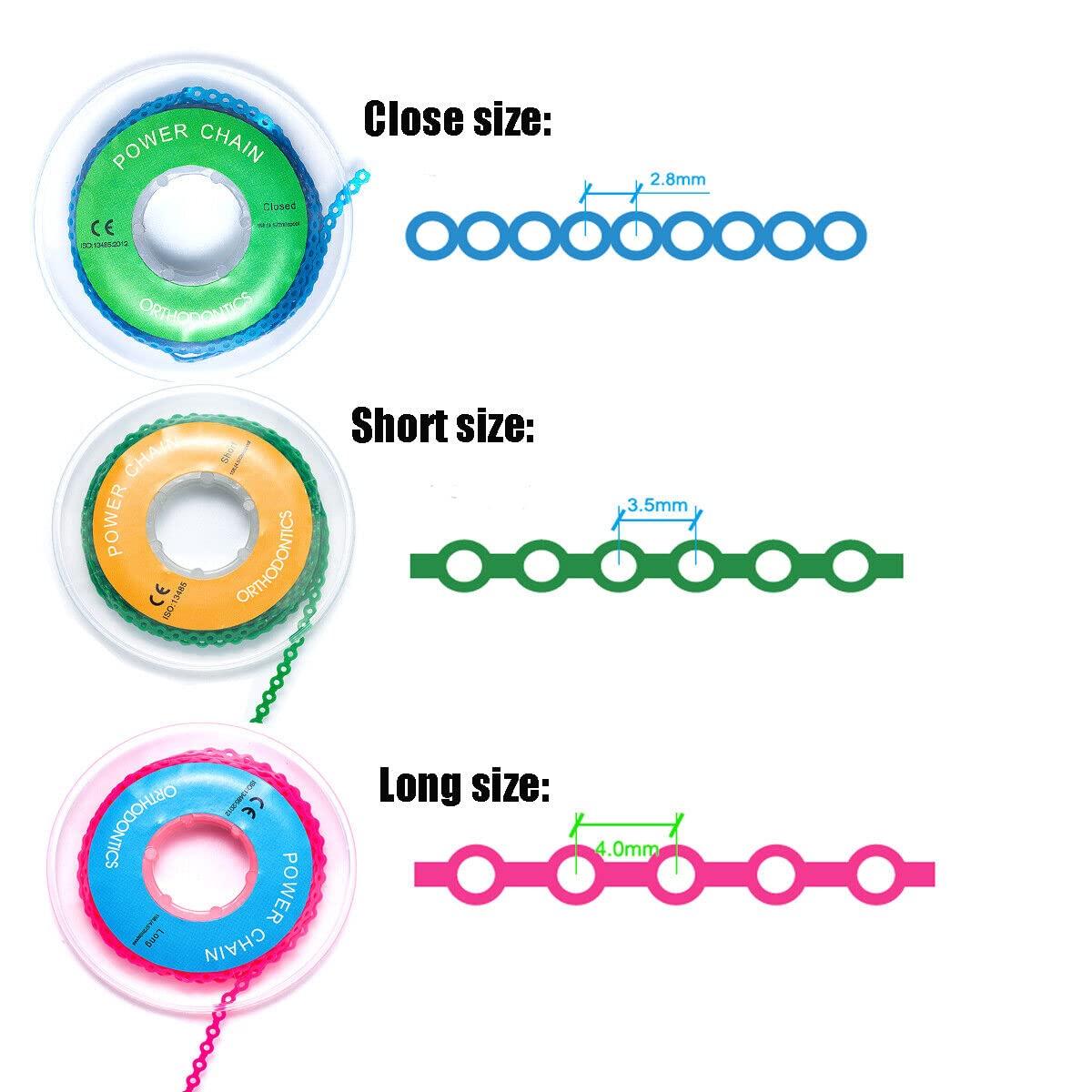 Easyinsmile Dental Orthodontic Elastic Rubber Power Chain Braces Bands Short/Long/Close for Teeth Braces (Closed Dark Blue)