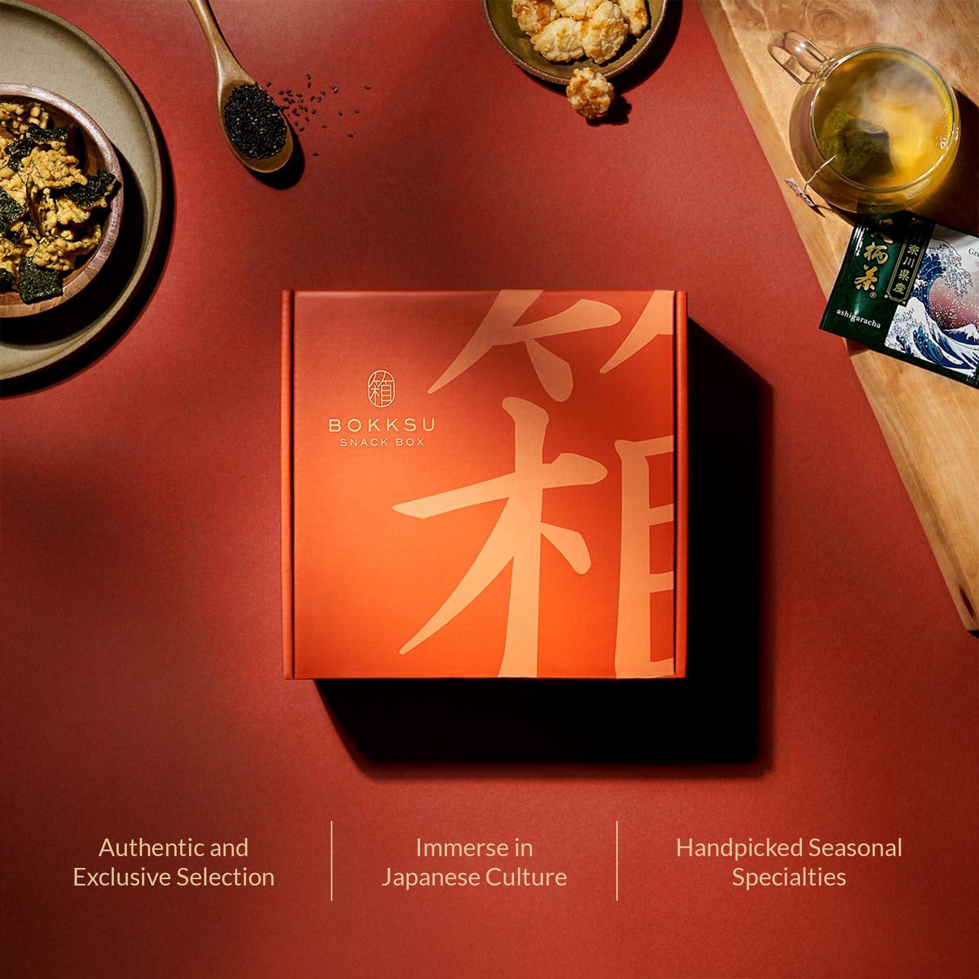 Bokksu Bokksu Seasons of Japan Snack Box - 1-Piece Tea + 22-Piece Snacks from Japan - Authentic Japanese Food Box with Cookies, Chips, Mochi, Crackers, Tea, and More