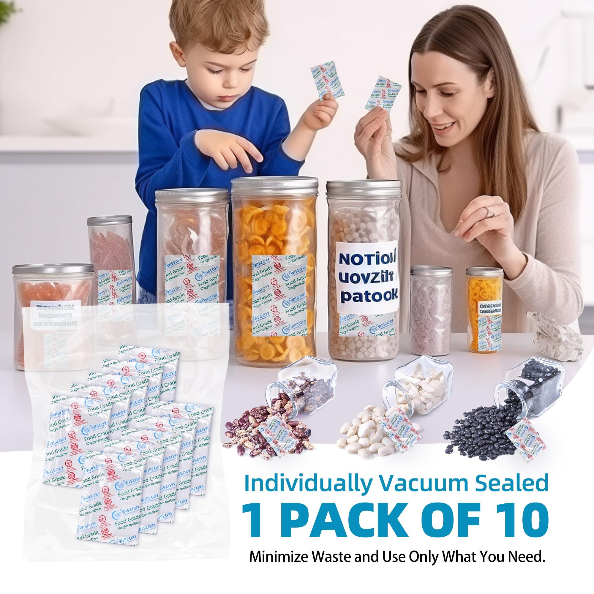 Wisesorb Wisesorb 500CC 100 Packs Oxygen Absorbers for Food Storage, Food Grade Oxygen Absorbers, O2 Absorbers Food Grade for Food Storage