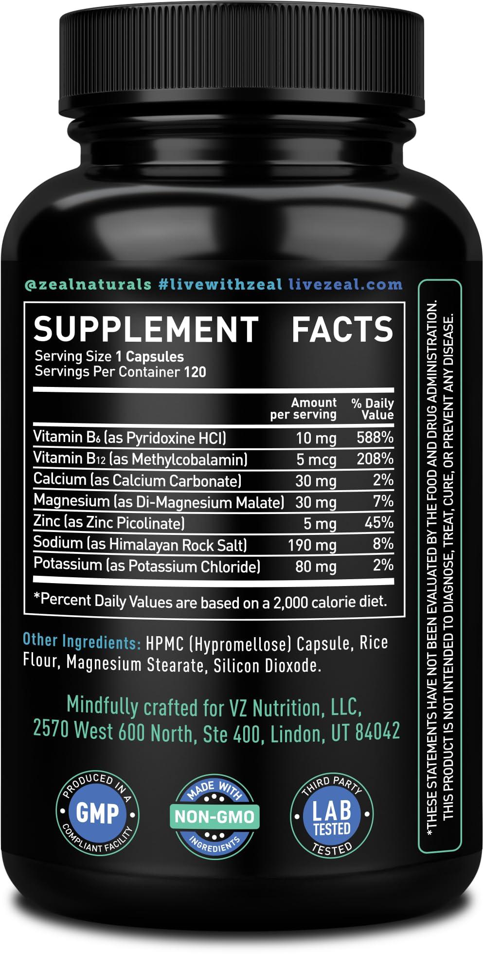 Zeal Naturals Keto Electrolyte Supplement (120 Capsules) Maximum Keto Electrolytes Supplements Pills w Pink Himalayan Salt, B Vitamins, Magnesium and Potassium Supplement - Salt Pills & Electrolyte Tablets