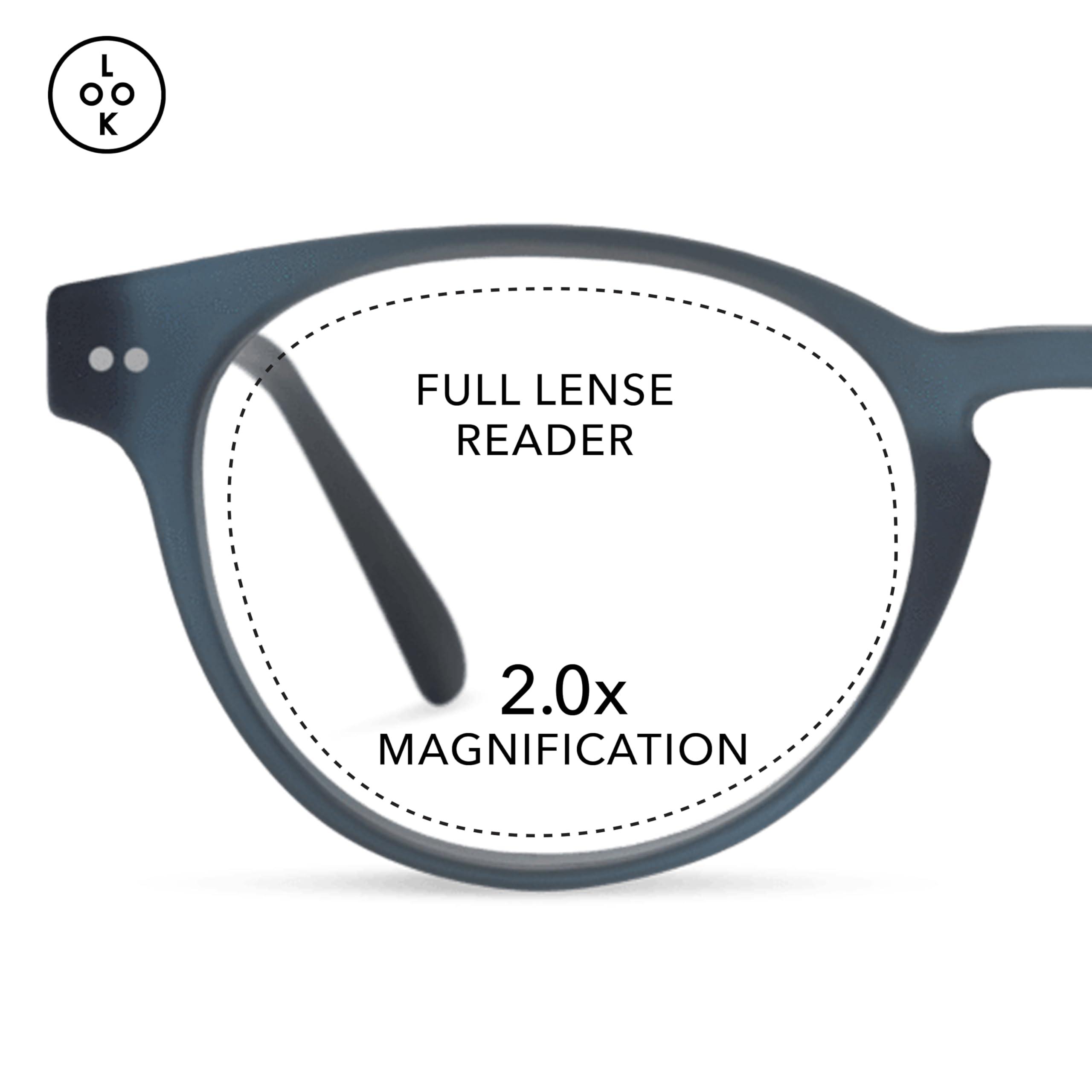 LOOK OPTIC LOOK OPTIC Abbey Reader - Stylish Unisex Ultra-lightweight Reading Glasses with Scratch-Resistant, Prescription-Quality (Full Magnification - Not Progressives) 3.00, Navy