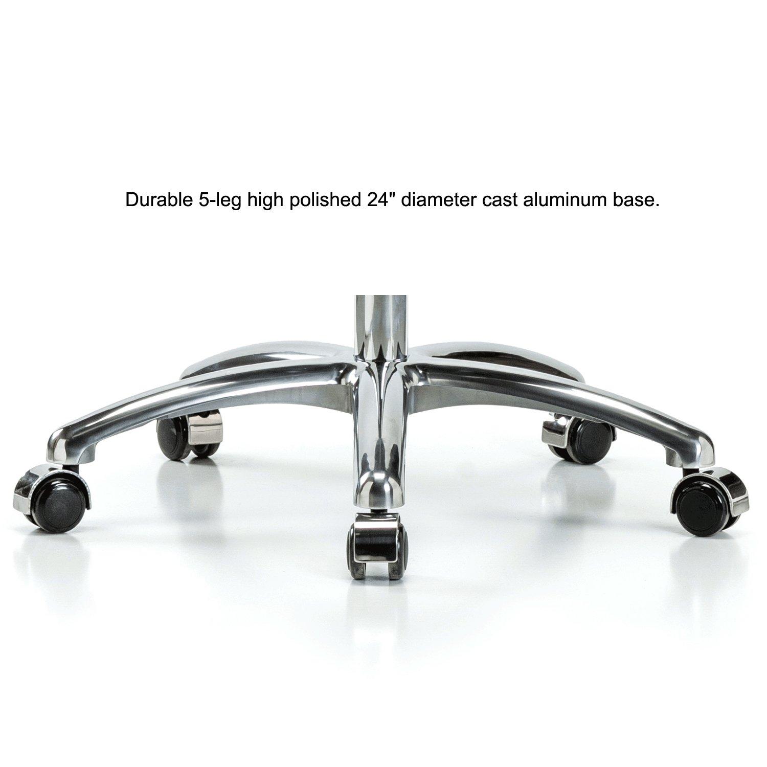 Perch Chairs & Stools Perch Chrome Rolling Dental Stool Adjustable Height with Procedure Arm and Foot Ring for Carpet Or Linoleum - Workbench Height - Black Vinyl - Dental Assistant Rolling Stool with Wheels