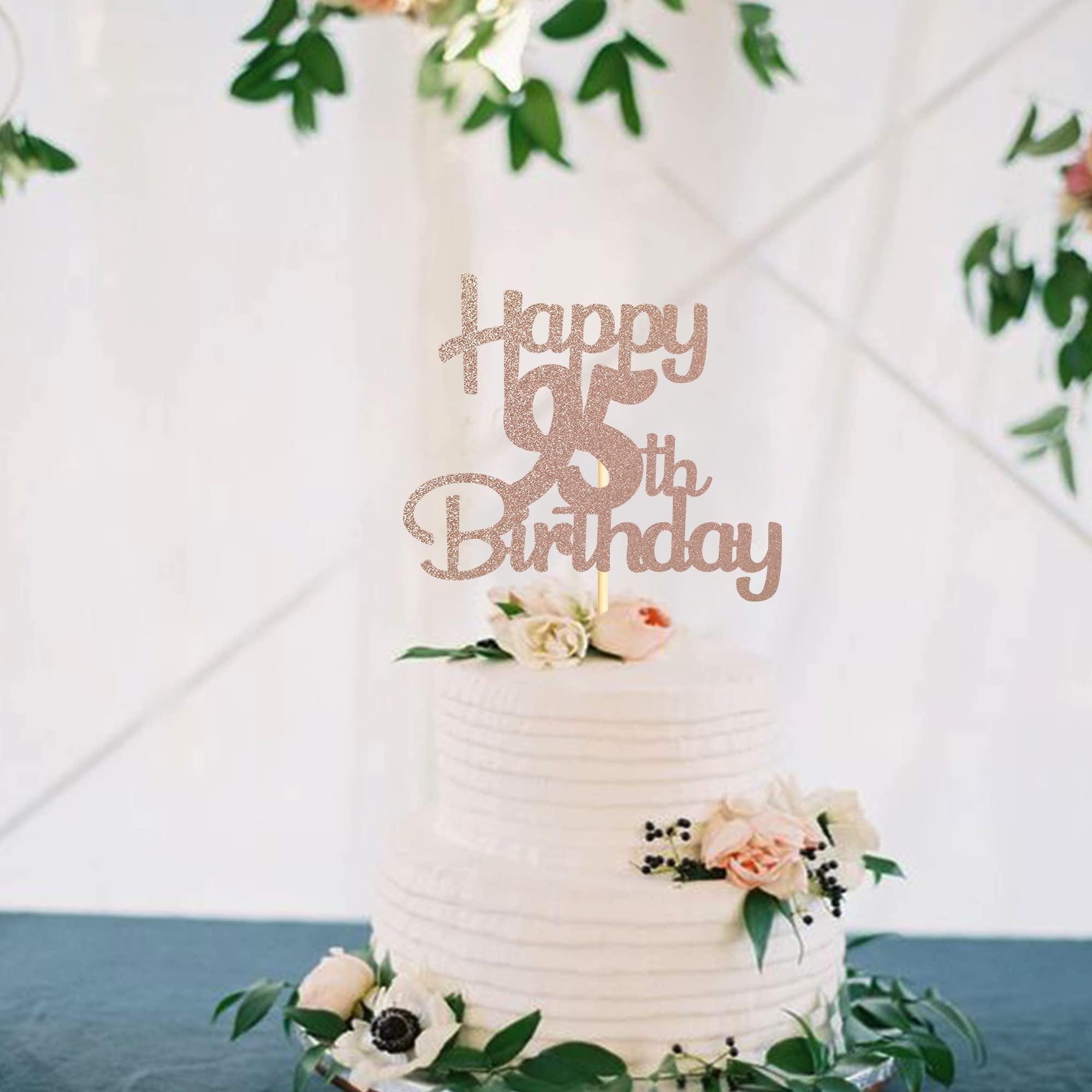 Sotpot Sotpot Happy 95th Birthday Cake Topper Rose Gold Glitter 95th Cake Toppers 95 Birthday Cake Decorations Cheers to 95 Fabulous Party Cake Picks - 1 Pack