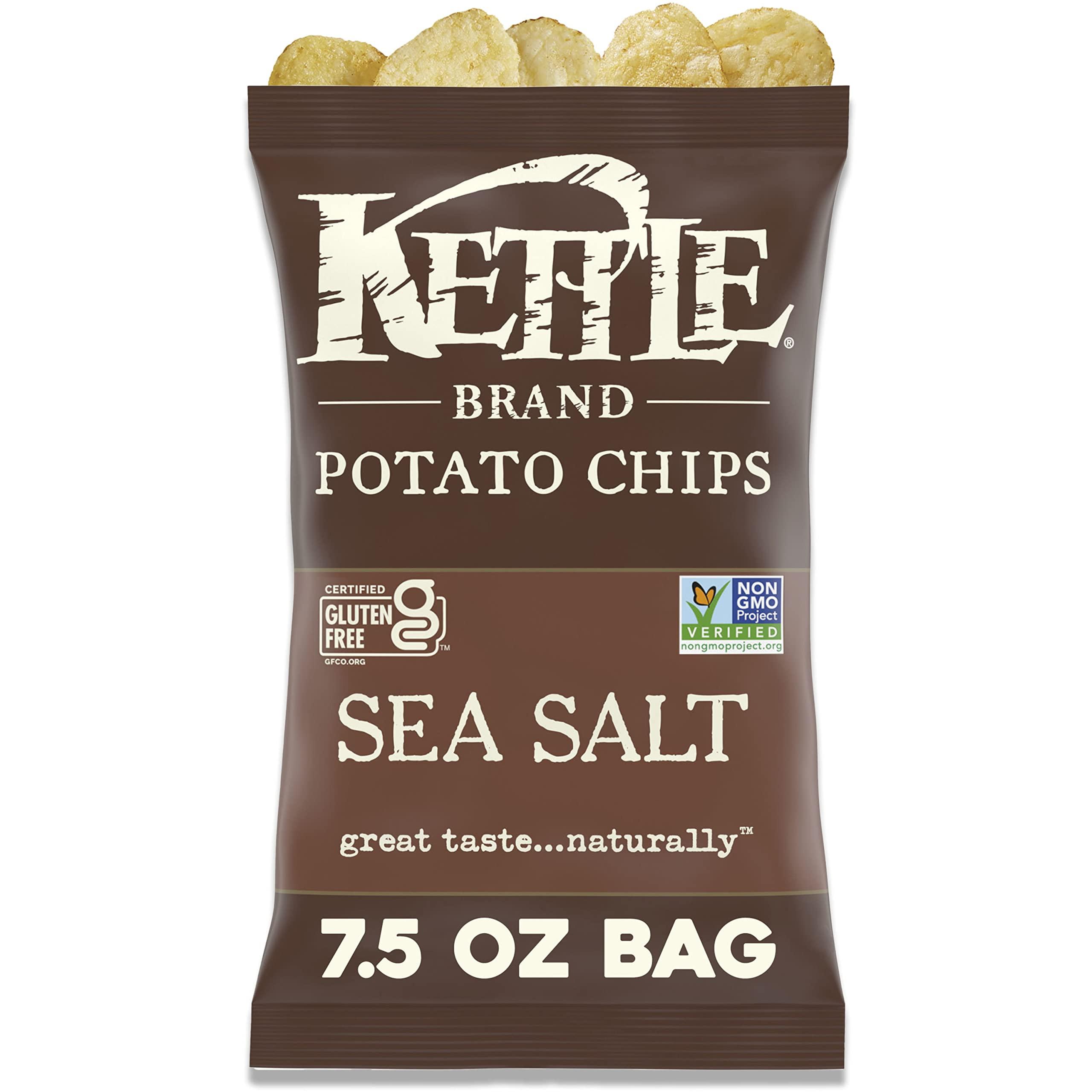Kettle Brand Kettle Brand Sea Salt Kettle Potato Chips, Gluten-Free, Non-GMO, 7.5 oz Bag (Pack of 12)