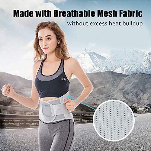 Health In Lower Back Braces for Back Pain Relief - Compression Belt for Men & Women - Lumbar Support Waist Backbrace for Herniated Disc, Sciatica, Scoliosis - Breathable Mesh Design, Adjustable Straps (M, Gray)