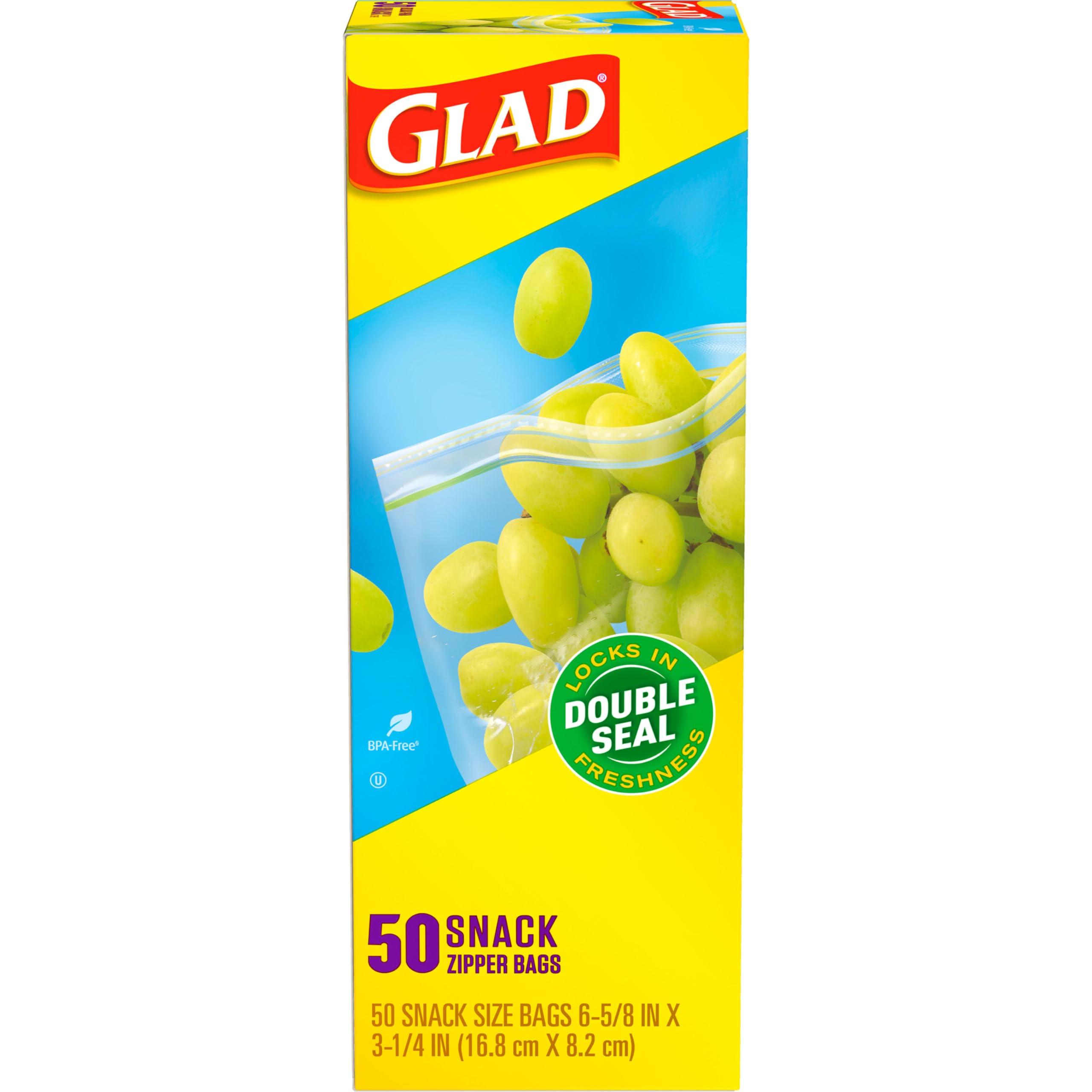 Glad Glad Zipper Food Storage Plastic Bags, Snack, 50 Count (Packaging May Vary)