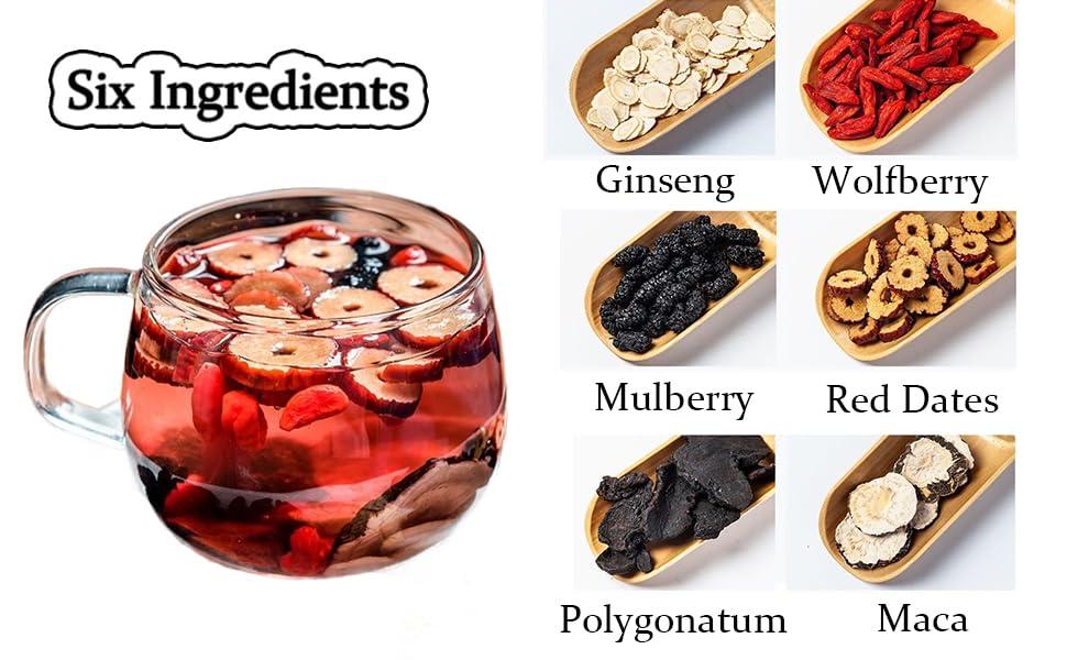 ATHNO Ginseng Six Treasure Tea,Formula Ginseng Treasure Tea,Kidney Tea Formula Ginseng Six Treasure Tea,Organic Kidney Cleanse Tea,Ginseng And Wolfberry Tea,Ginseng Tea,Ginseng Treasure Tea,Kidney Tea (30PCS)