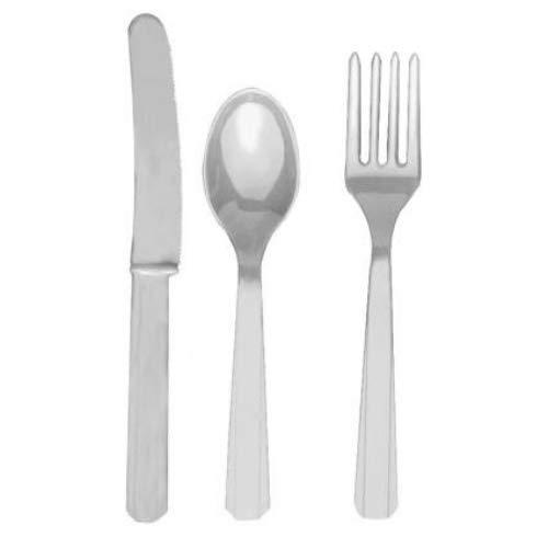 amscan Amscan Silver Plastic Assorted Cutlery, 24 Ct. | Party Tableware (Pack of 2)