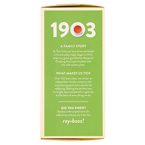 Tick Tock TICK TOCK TEAS Naturally Caffeine Free Red Bush Herbal Green Tea, 40 Count, Organic Rooibos Green Tea, 2.5 Oz