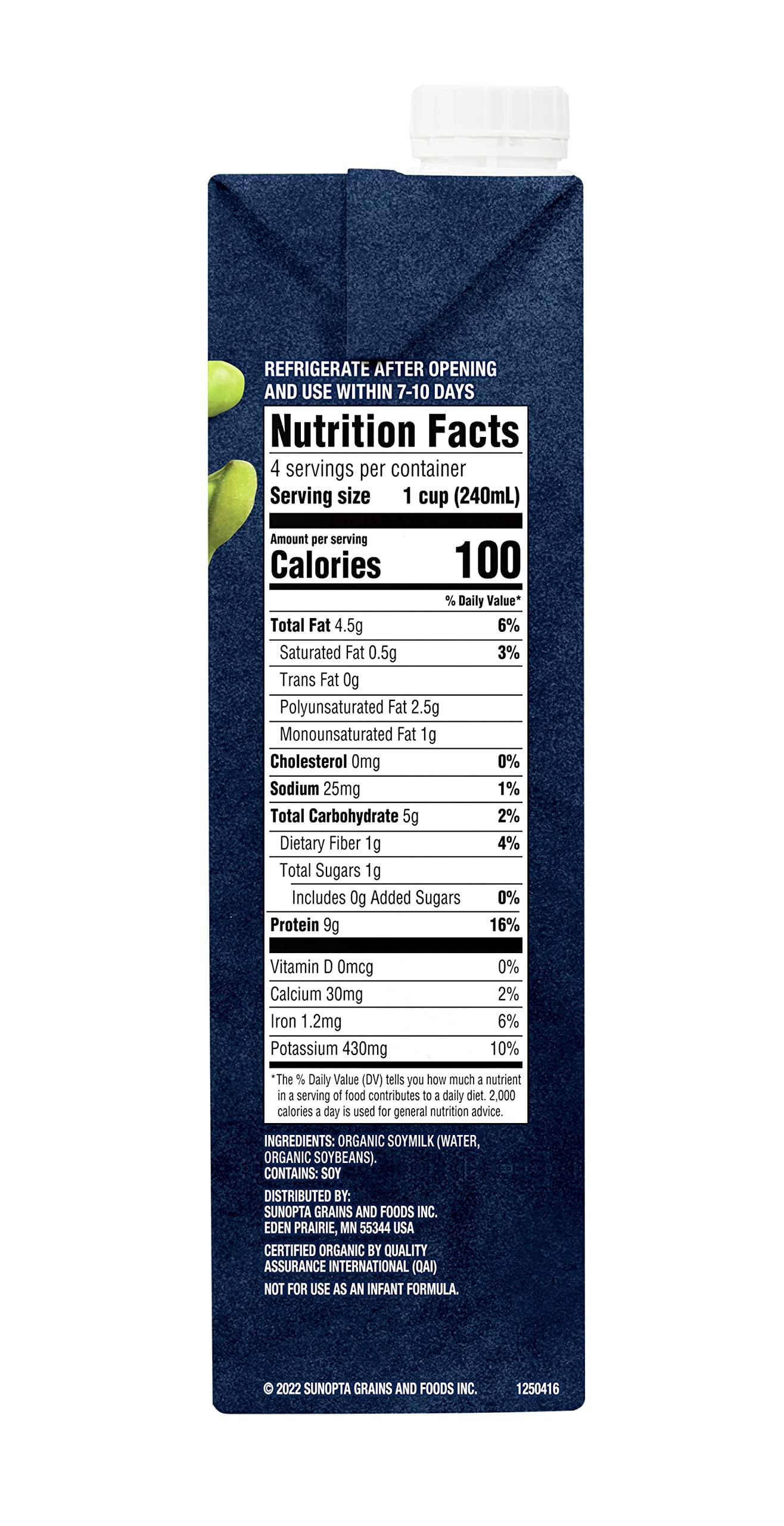 Westsoy West Life Organic Soy Milk, Unsweetened Plain, Low Sugar, 9g of Protein, Vegan Dairy Alternative, Lactose-Free, Shelf Stable, 32oz (Pack of 6)