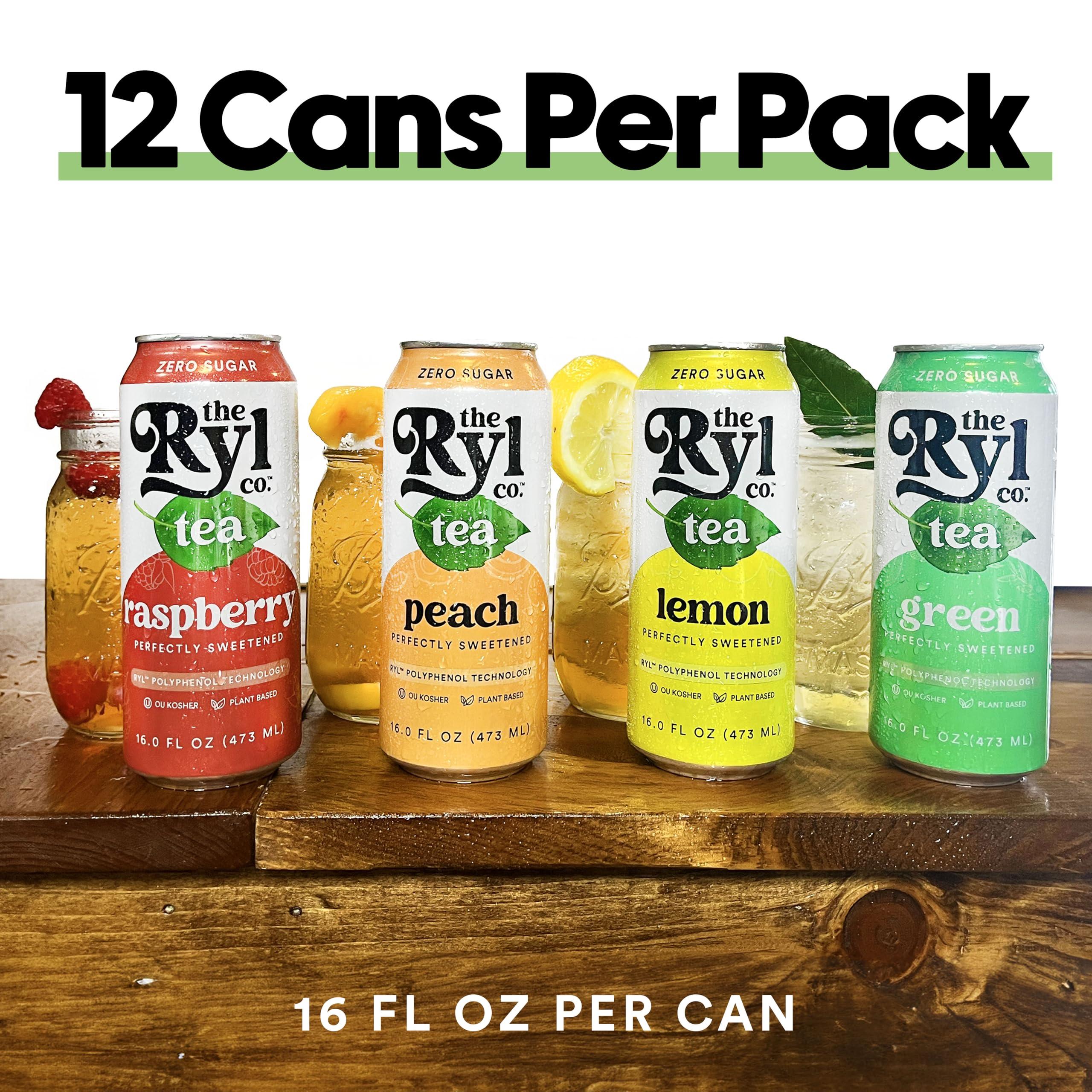 The Ryl Co Ryl Iced Tea, Variety Pack, Antioxidant Superblend, Zero Sugar, Low Carb, Zero Calorie Iced Tea, 16.0 Fl Oz (12-Pack)