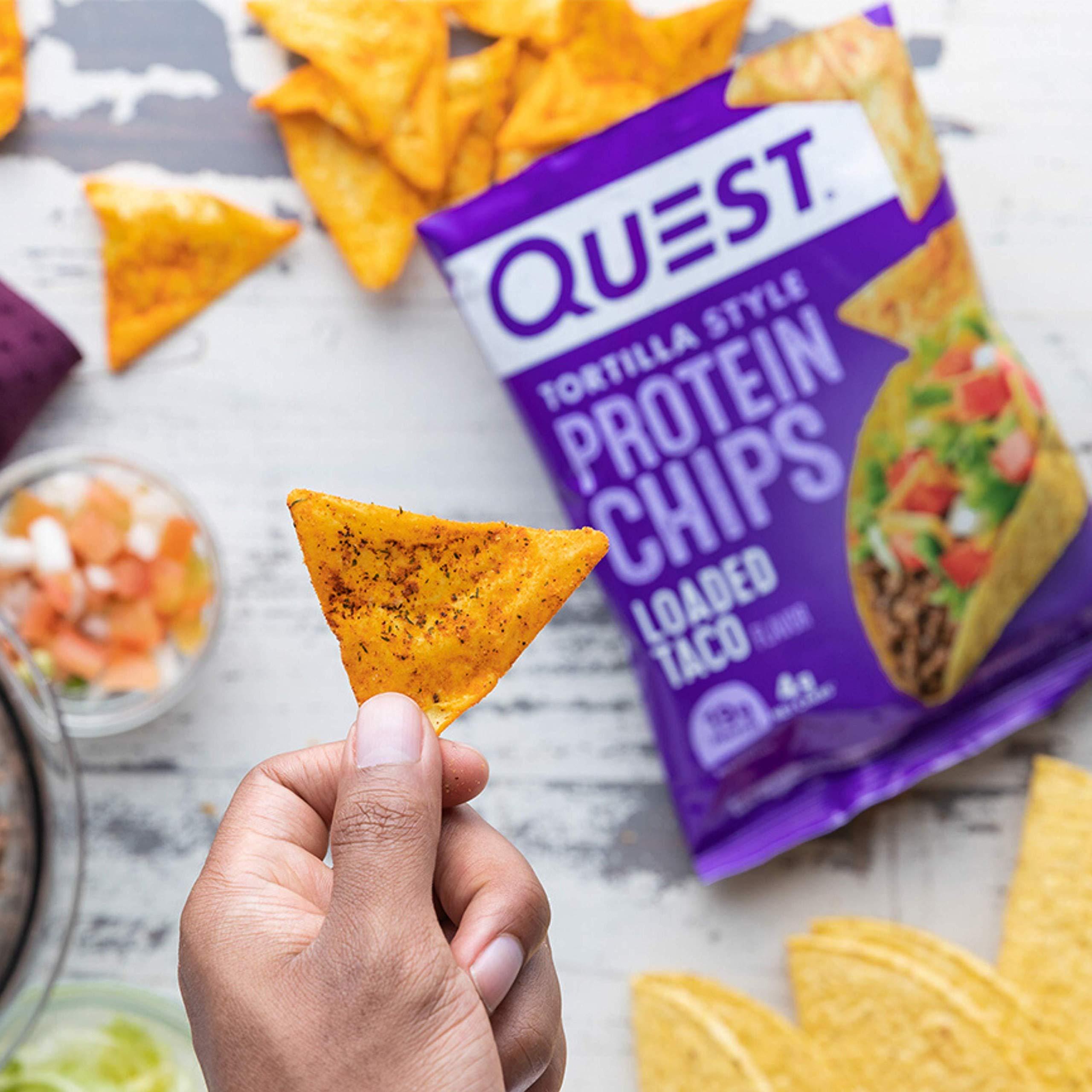 Quest Nutrition Quest Tortilla Protein Chips, Loaded Taco, Gluten Free, Baked, 12 Pack & Peanut Butter Protein Cookies, High Protein, Low Carb, 12 Count