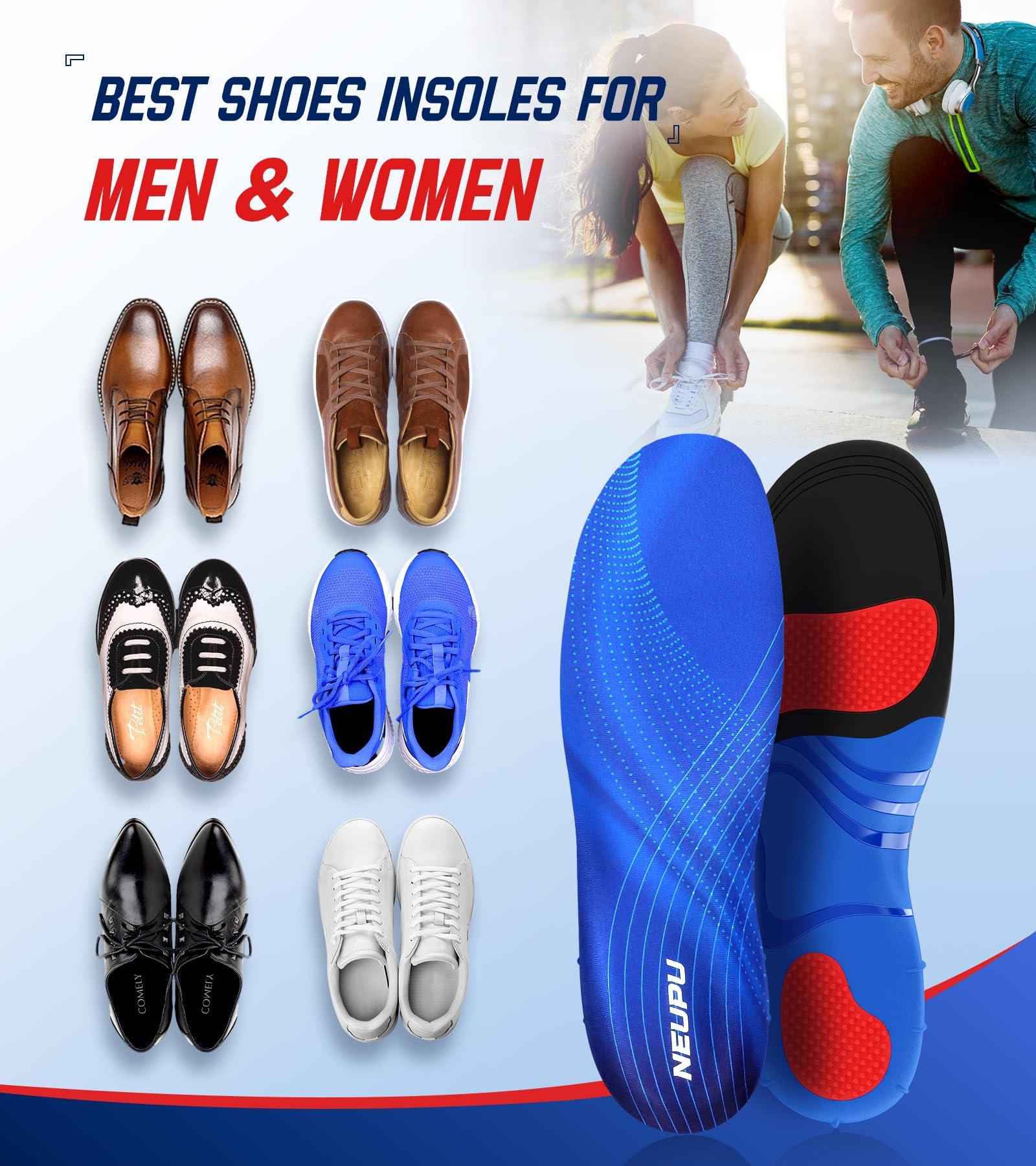NEUPU 240+lbs Plantar Fasciitis Insoles Men Women, Comfort Heavy Duty High Arch Support Insoles for Pain Relief Absorb Shock, Work Boot Shoe Inserts Orthotic for Flat Feet, Pronation, Heel & Foot Pain