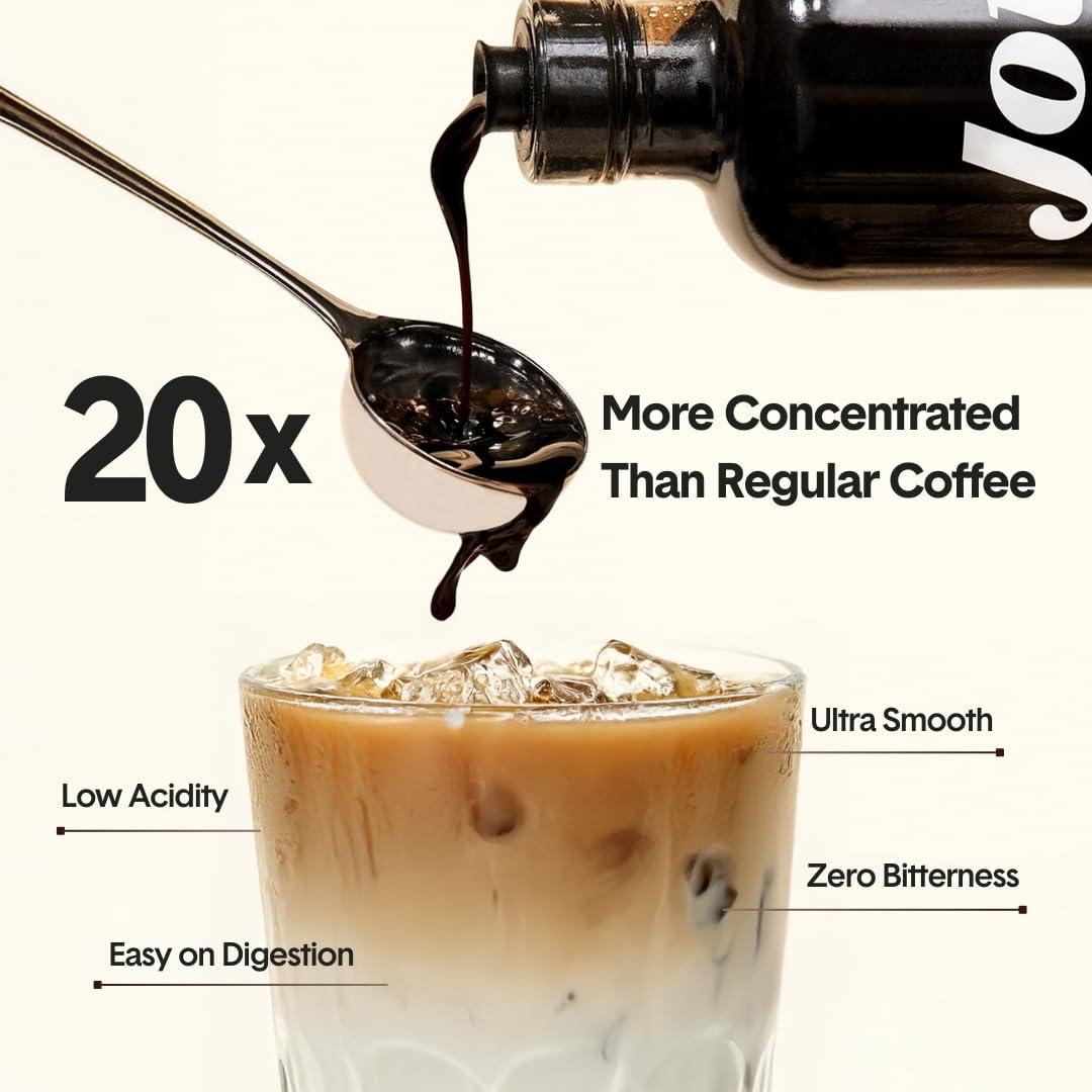 Jot Jot Coffee Concentrate (Original) High Caffeine Cold Brew Coffee Concentrate Liquid for Iced Coffees, Instant Espresso, Hot or Cold Instant Coffees - Makes 14 Cups, 150mg Caffeine/Tbsp, Sugar Free