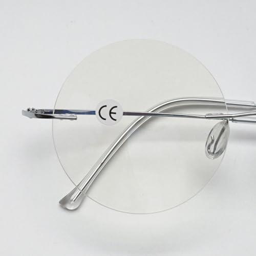 KOOSUFA KOOSUFA Titanium Rimless Round Reading Glasses 1.5 Blue Light Blocking Eyeglasses Readers Frameless Lightweight Eyewear for Men Women, Black+golden+silver