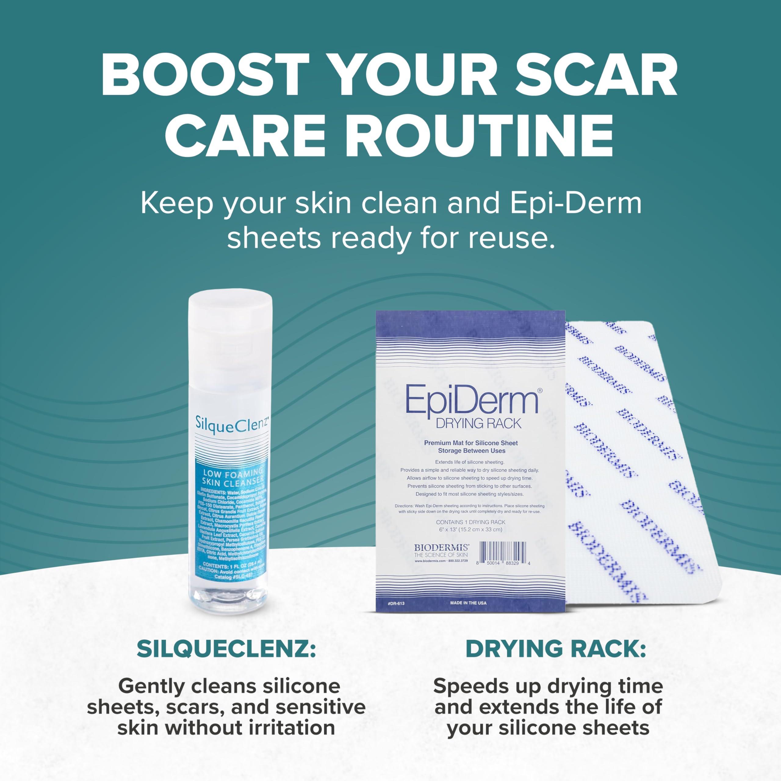 BIODERMIS Epi-Derm Large Sheets, Premium Grade Silicone Scar Sheets for C-Section, Tummy Tuck, Hysterectomy & Cardiac Surgery Scars, Easy To Use & Reusable Silicone Gel Sheets for Scars, 11 x 15.75 in - Natural