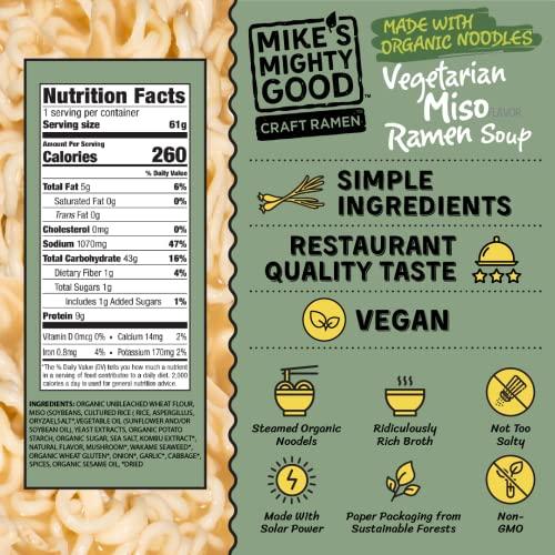 Mike's Mighty Good Mike's Mighty Good Vegetarian Miso Soup - Instant Ramen Noodles - Organic and Non-GMO Instant Noodles - Miso Ramen - Vegan Ramen Soup - 2.1 Ounces - 7 Pillow Packs