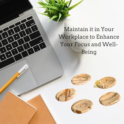 ANAYA AGATE Worry Stones Picture Jasper Crystal Thumb Worry Stone for Anguish, Stress Relaxing and Soothing Balance Stones for Meditation, Stress Relief Healing Stones and Crystals for Men and Women