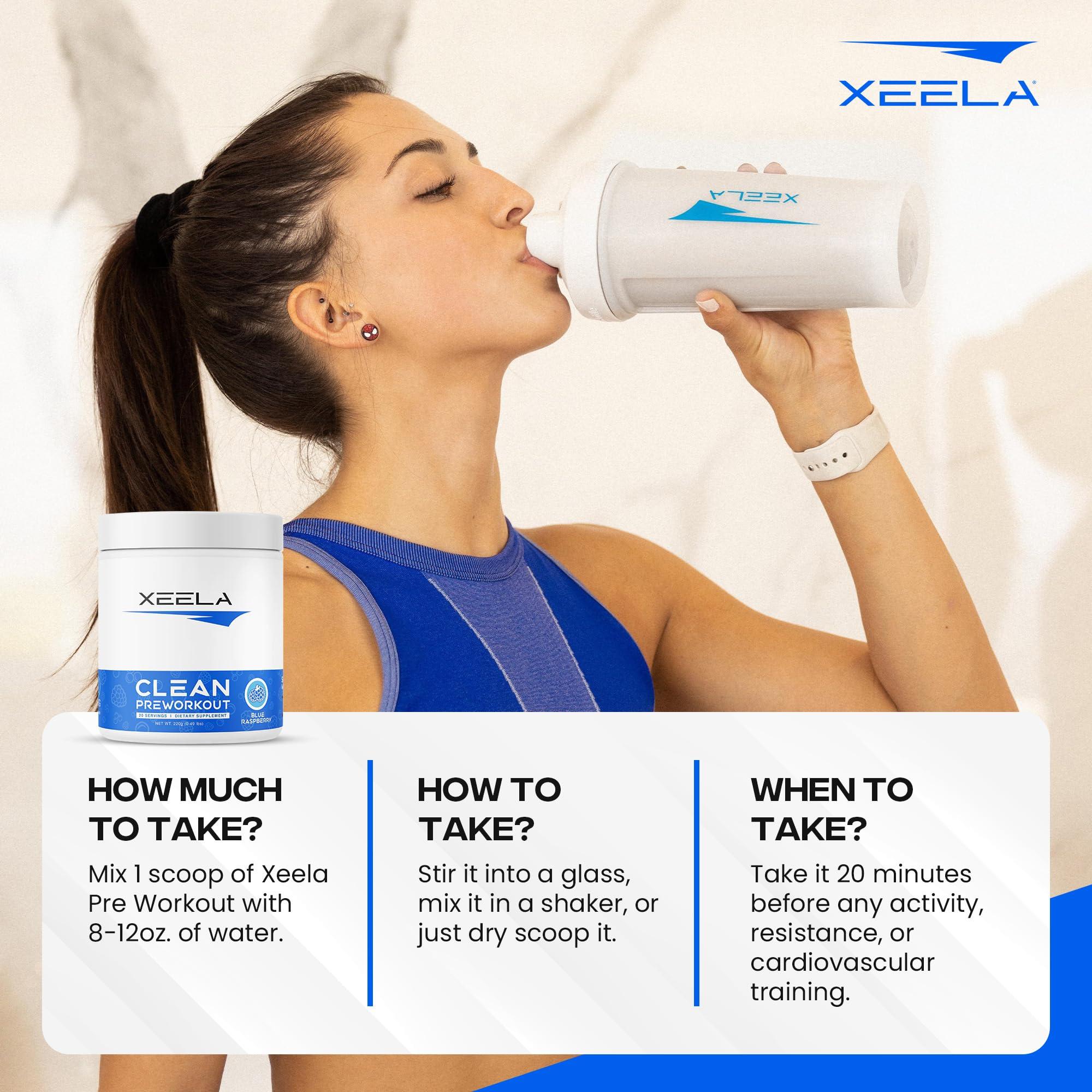 XEELA XEELA Pre Workout Powder - Clean & Tested - Jitter Free, Safe, and Natural - Increase Thermogenic Energy, Focus, and Endurance w/Creatine, Organic Caffeine, and Plant Based Citrulline (Blue Raspberry)