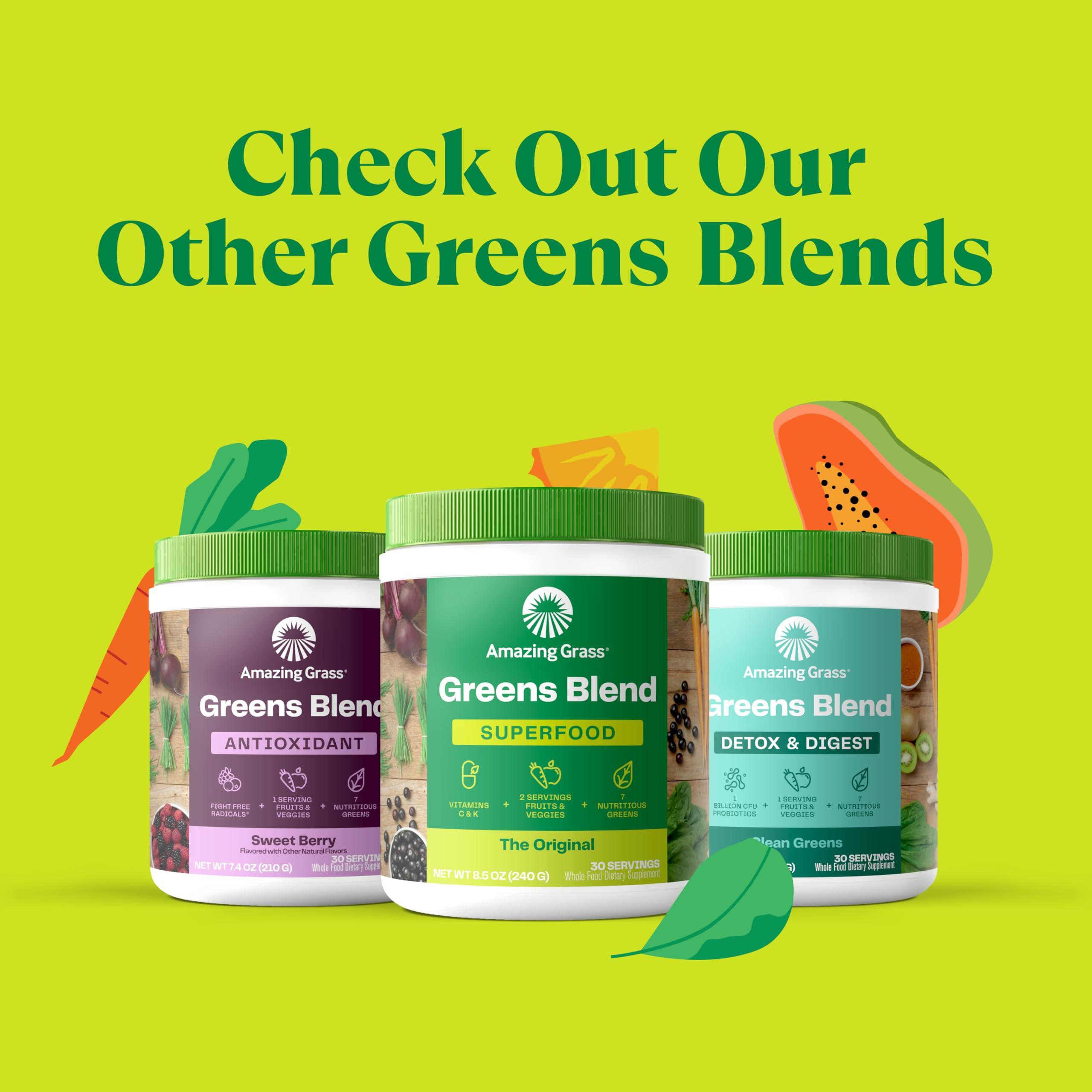 Amazing Grass Amazing Grass Greens Blend Digest: Super Greens Powder Smoothie Mix for Digestion Support with Organic Spirulina, Chlorella, Beet Root Powder, Digestive Enzymes & Probiotics, 30 Servings