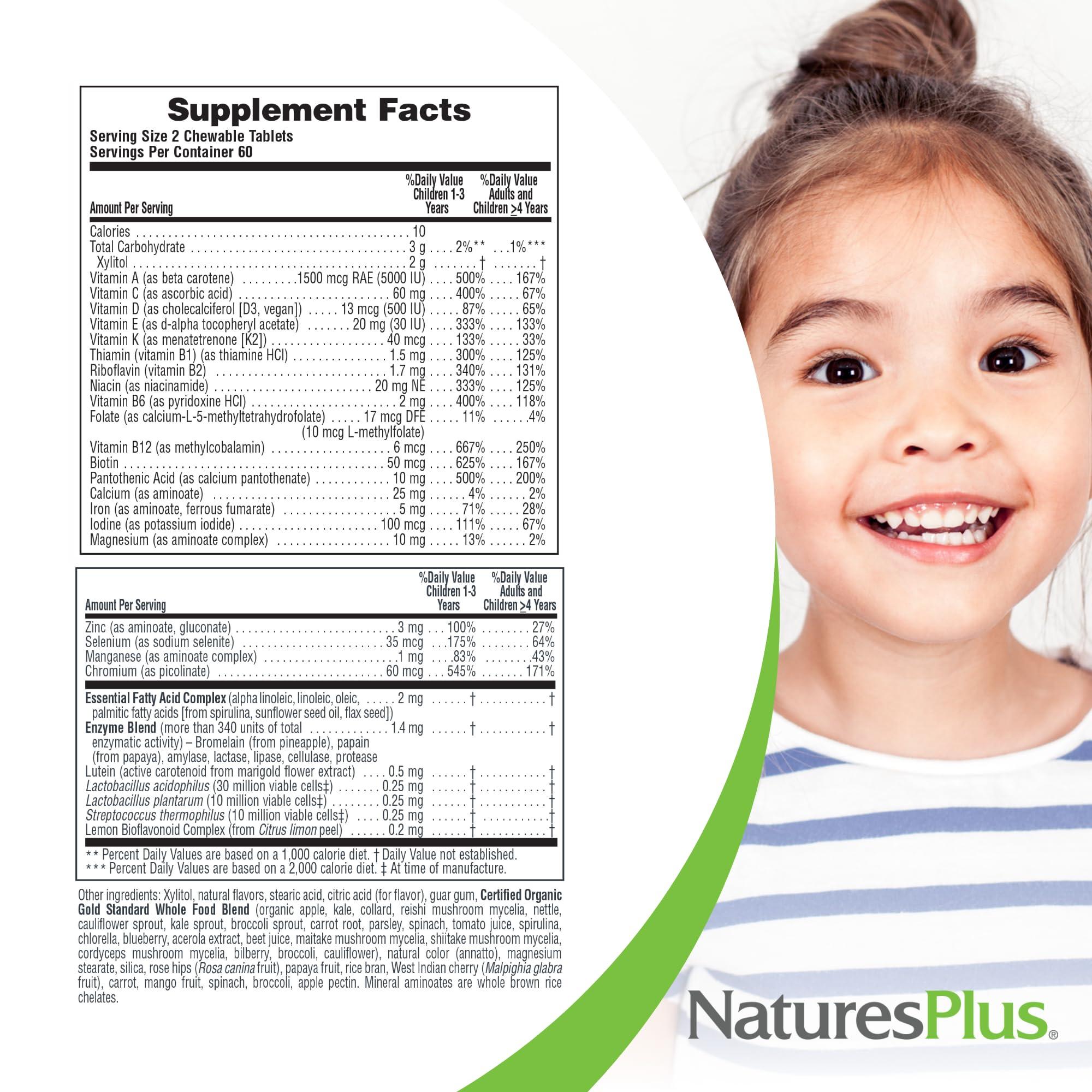 Nature\'s Plus NaturesPlus Animal Parade Gold Children\'s Multivitamin - Orange Flavor - 120 Chewable Tablets, Pack of 2 - Gluten Free - 120 Total Servings