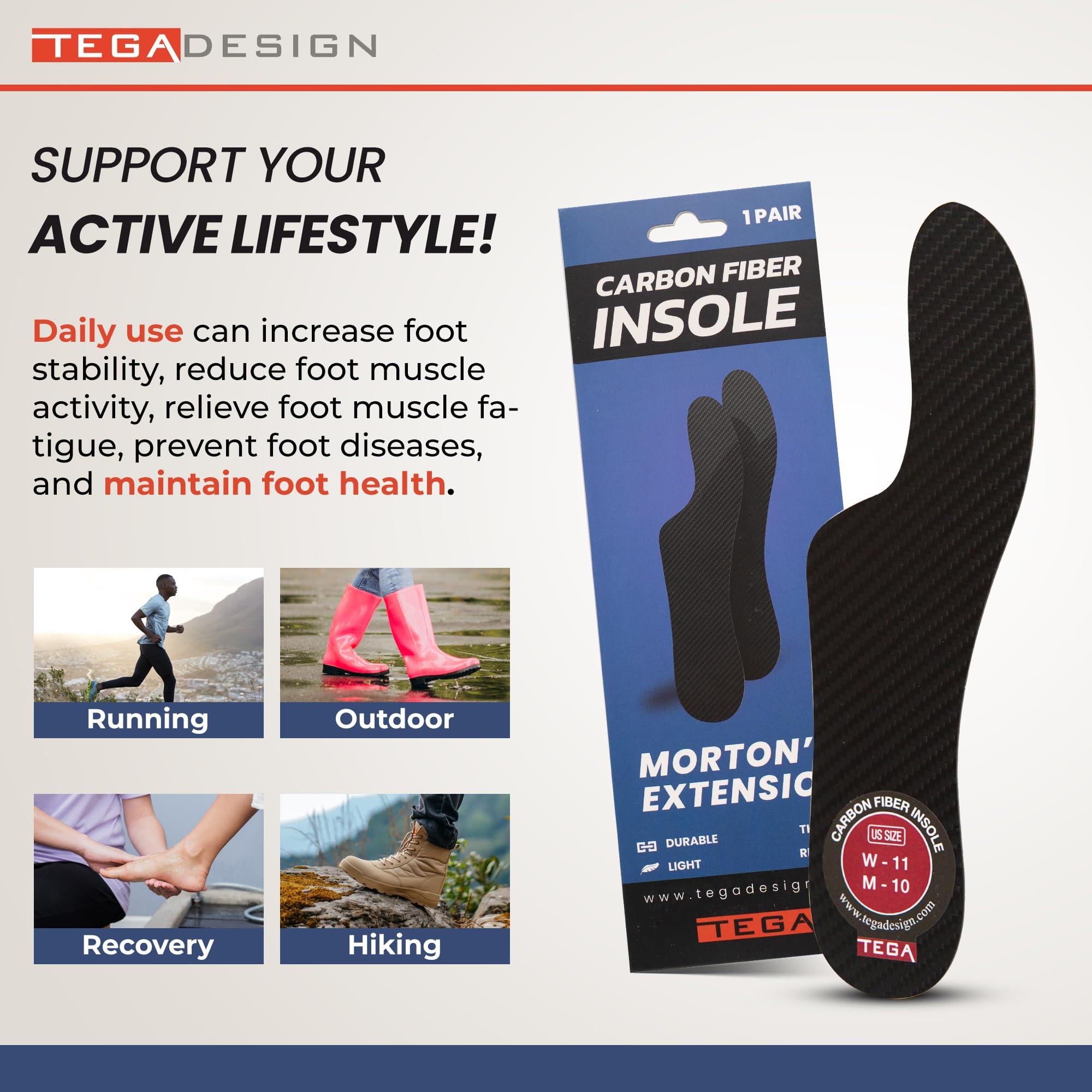 Tega Morton´s Extension Orthotic, Carbon Fiber Very Rigid Insole - 1 Pair - Morton's Toe, Turf Toe, Hallux Limitus, Hallux Rigidus, Arthritis (235 mm - Women's Size 8-8.5, Men's 7-7.5)