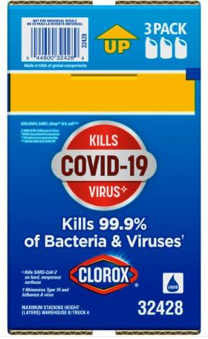 Clorox Clorox Bleach Liquid Cleaner for Laundry and Bathroom, HE Performance Bleach, 121 oz. Bottle 3 Pack, Wholesalehome Reusable Cleaning Glove and Cloth Included