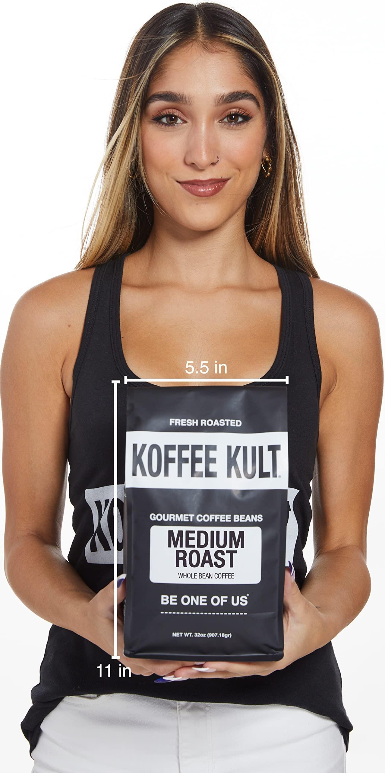 Koffee Kult Koffee Kult Koffee Kult Medium Roast Smooth and Flavorful Medium Roast Coffee Beans- Perfect for a Relaxing Cup Anytime (Medium Roast, 32oz)