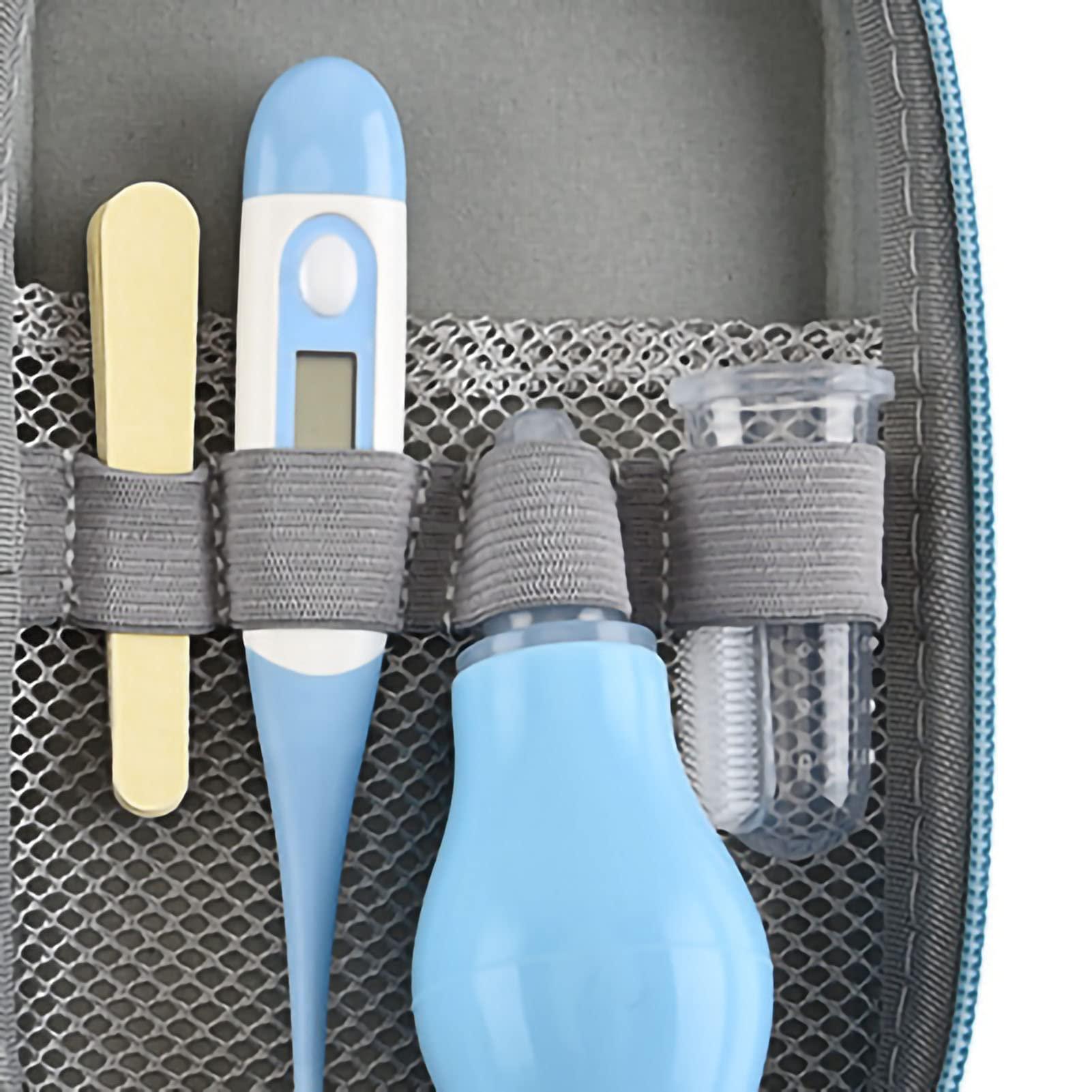 Pilipane 8 in 1 Infants Infant Grooming Kit, with Hair Brush Nail Clipper Nose Cleaner Finger Toothbrush Scissor Newborn Care Keep healthe and Cleanse Newborn(Blue)