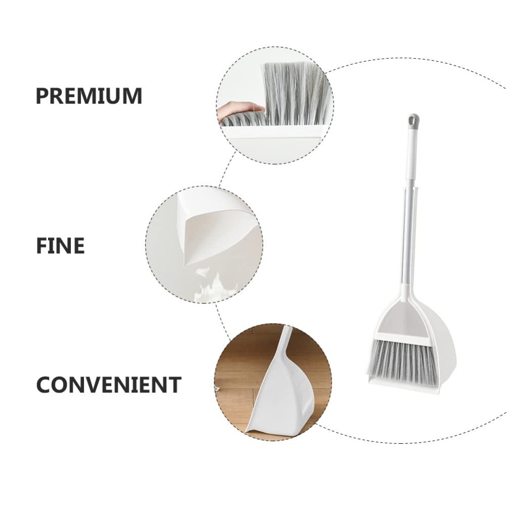 Ipetboom Dustpan Brush Set Mini Broom with Dustpan Little Housekeeping Helper Handle Upright Dustpan Floor Sweeping Tool for Home Office Shop Kitchen