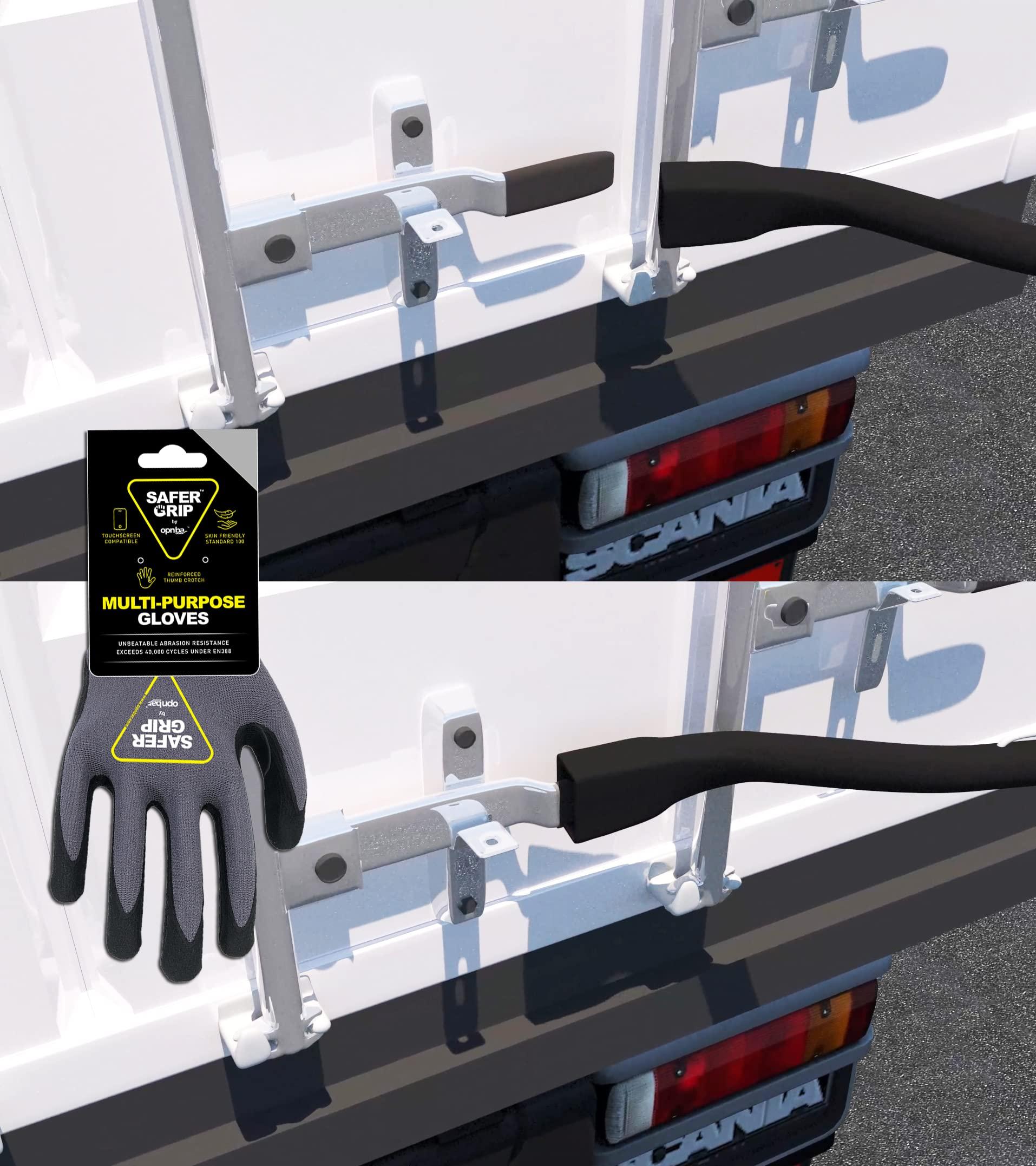 OPNBar OPNBar Version 2 (1 Pack) Large Mouth Leverage Bar with SAFER GRIP Gloves - for Shipping Container Doors - no 5th Wheel Release - Made in The USA by SCS International