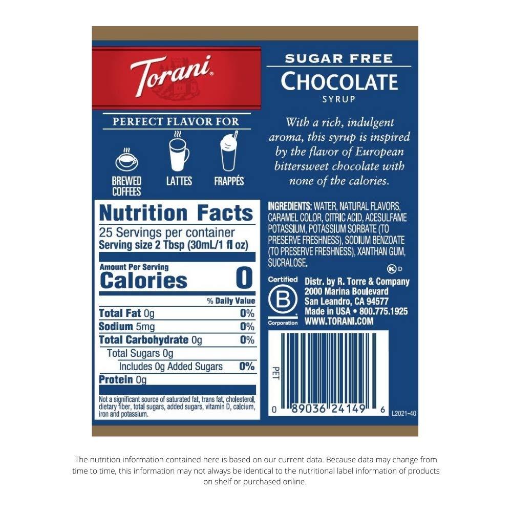 Torani Torani Sugar Free Syrup, Chocolate, 25.4 Fl Oz (Pack of 4)