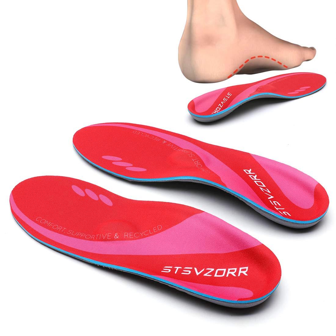 STSVZORR STSVZORR Plantar Fasciitis Relief Metatarsal Pain Arch Support Inserts Flat Foot Orthotic Insoles Sports Running Hiking Shock Absorb Men Women Long Time Standing, Size 7