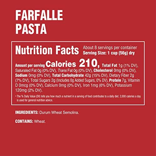 Rao's Homemade Rao's Homemade Farfalle Pasta, 16oz, Traditionally Crafted, Premium Quality, From Durum Semolina Flour, Imported from Italy, 1 Pound (Pack of 1)