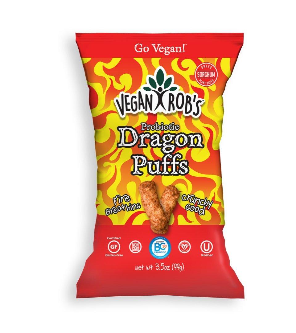 Vegan Rob's Vegan Rob's Puffs, Dragon | Made with Probiotics, Gluten-Free Snack, Plant Based, Vegan, Zero Trans Fats |3.5 Ounce (Pack of 12)