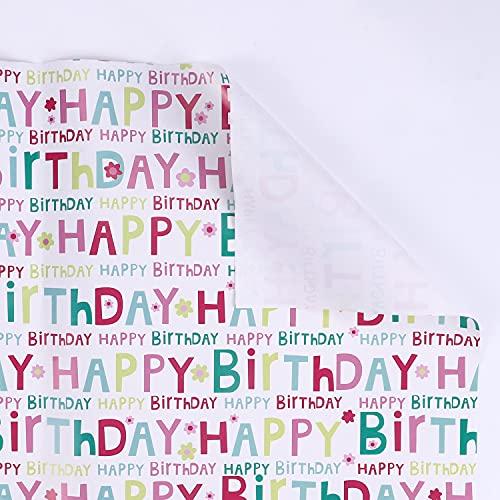 PENINSULA LOVE 10 Sheets Happy Birthday Gift Wrapping Paper for Kids boys Girls Cute Cartoon Design Birthday Present Wrap Paper 20x28 inches Recyclable Gift Wrapping Paper Sheets Paper Colorful Birthday Wrap Design