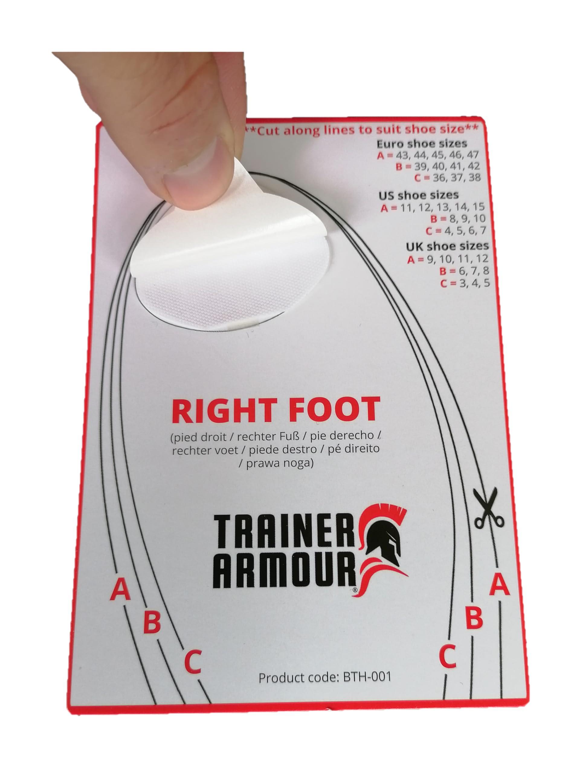 Trainer Armour Trainer Armour - Big Toe Hole Preventer, self-Adhesive Patches with a Clever applicator. Shoe Toe Burst Toe Box Blowout Prevention Insert, Toe Hole Area Repair Patch. for Running Shoes and Sneakers.