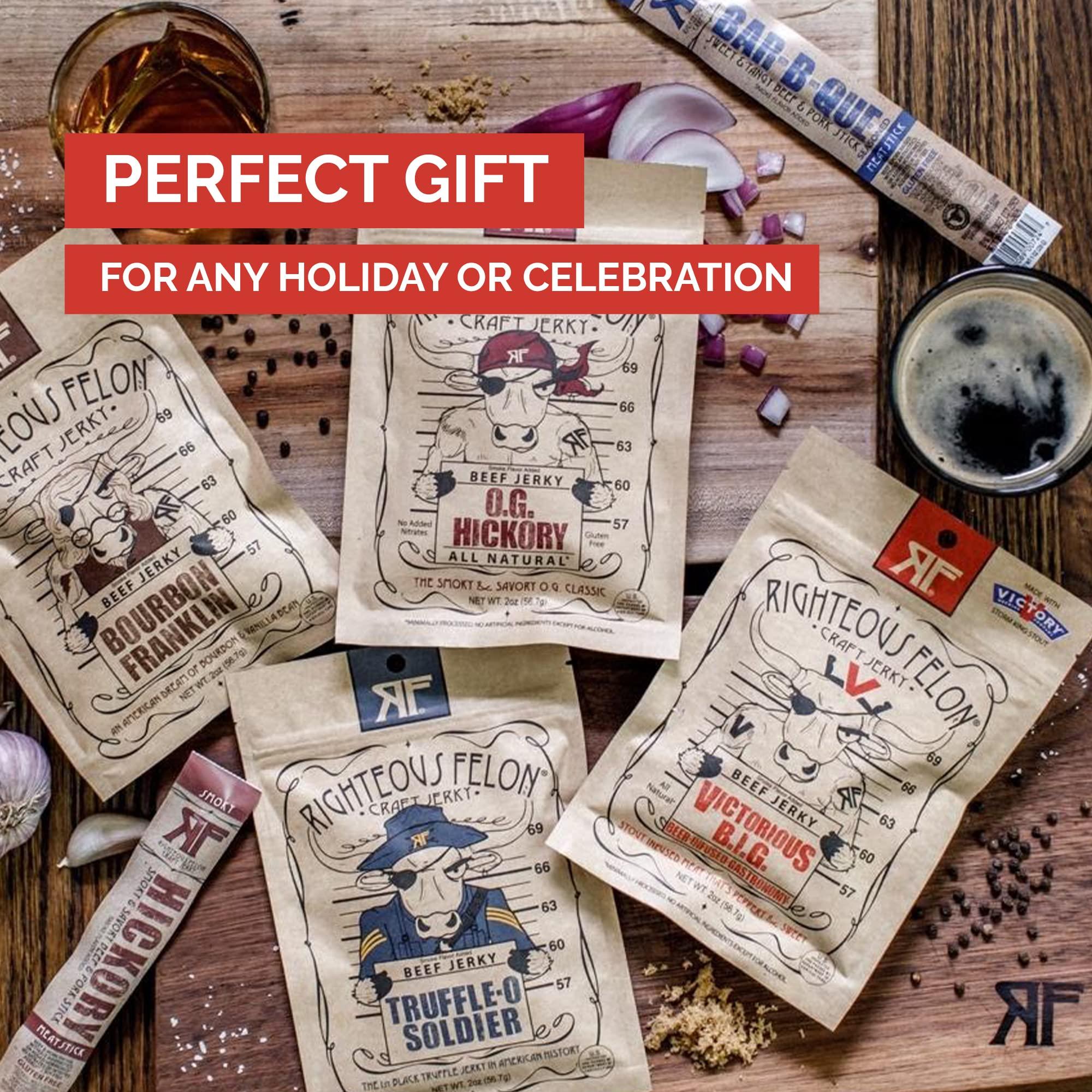 RIGHTEOUS FELON Righteous Felon Jerky Variety Pack Meat Sticks | High Protein, Low Carb, Keto, Gluten Free, Low Sugar, Healthy Snack Stick | All Natural, Individually Wrapped Craft Beef, Turkey, Pork | 10 Count