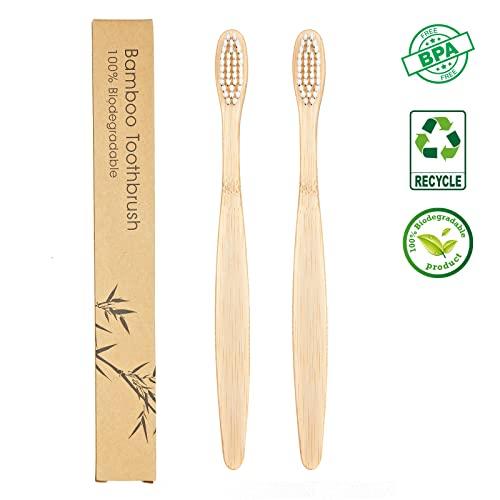 SEVENHEAD SEVENHEAD 10 PCS Bamboo Toothbrushes Soft Bristles Wooden Toothbrushes for Adult, Natural Biodegradable BPA Free Eco Friendly Toothbrushes White