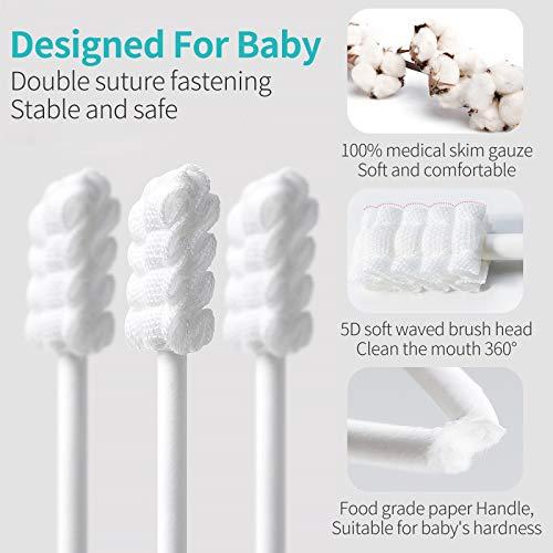 dearlomum dearlomum Baby Tongue Cleaner, Newborn Baby Toothbrush, 96PCS Disposable Infant Toothbrush Clean Baby Mouth,Gauze Gum Cleaner Toothbrush Baby Oral Cleaning Stick Dental Care for 0-36 Month Baby