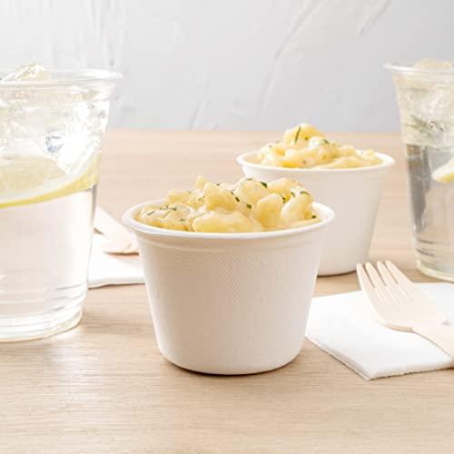 Restaurantware Restaurantware Pulp Tek 5 Ounce Earth-Friendly Coffee Cups, 100 Disposable Party Cups - For Hot Or Cold Drinks, Microwavable, White Bagasse Sustainable Cups, Made From Sugarcane, Freezable