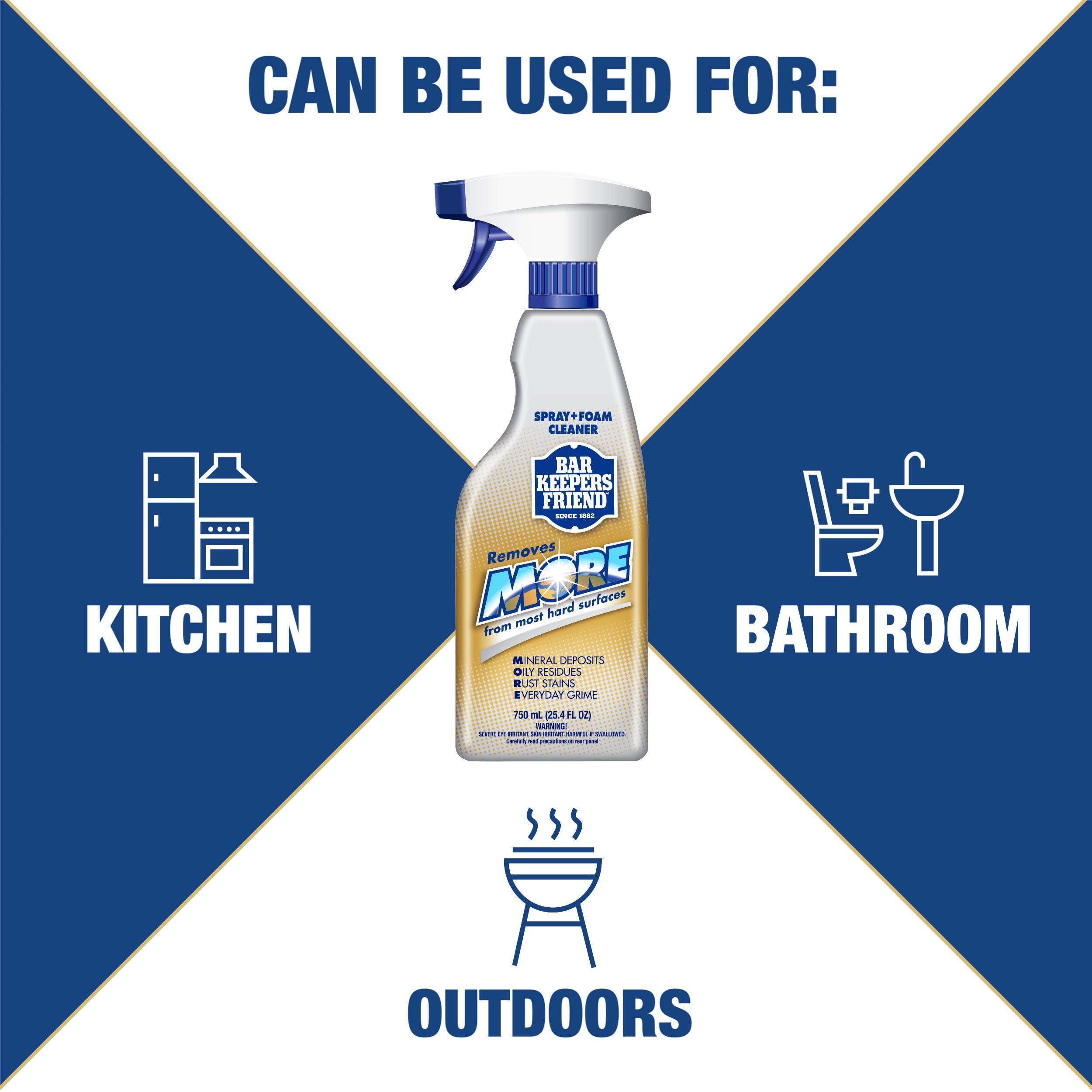 Bar Keepers Friend Bar Keepers Friend Soft Cleanser (13 oz) and MORE Spray + Foam (25.4 oz) Multipurpose Cleaner Bundle, Stain & Rust Remover for Multi Surface Bathroom, Kitchen & Outdoor Cleaning
