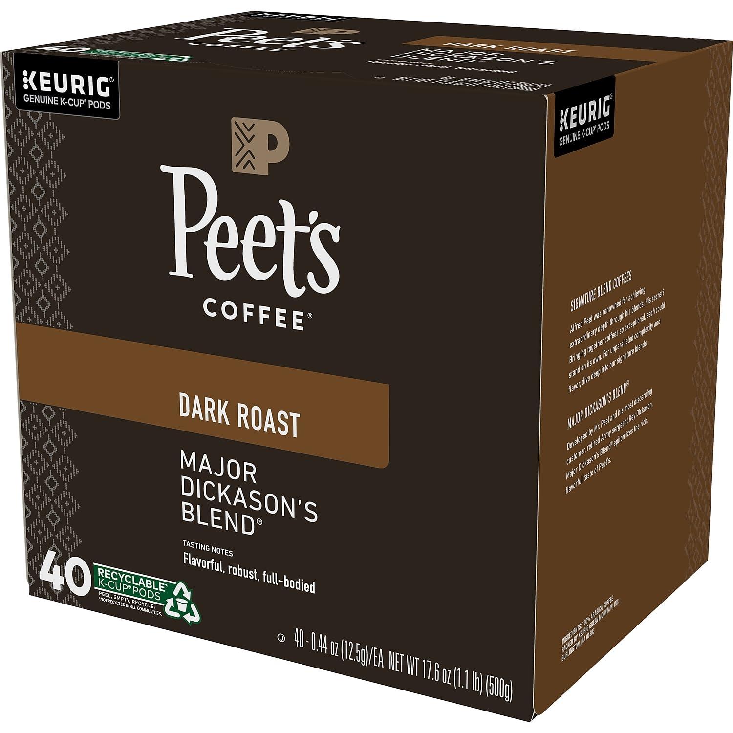 Peet's Coffee Peet's Coffee Major Dickason's Blend Coffee K-Cup Pods, Box Of 40