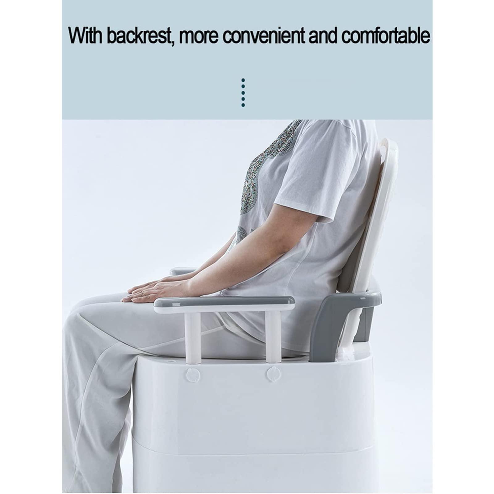 EKSED Commode Chair,Bedside Commodes,Adult Potty Chair for Seniors,Portable Toilets for Home Use,Suitable for People with Disabilities The Elderly,Shower Chair with Armrests and Tissue Box Easy Cleaning