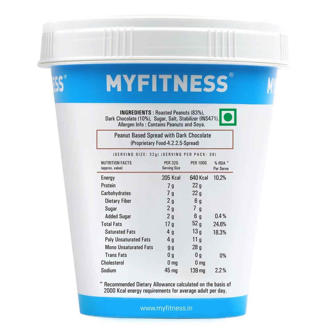 MYFITNESS PEANUT BUTTER MYFITNESS Peanut Butter Chocolate Smooth Non-GMO Gluten-free No Preservative All Natural Ingredient High Protein Made with American Recipe (17.9 Ounce)