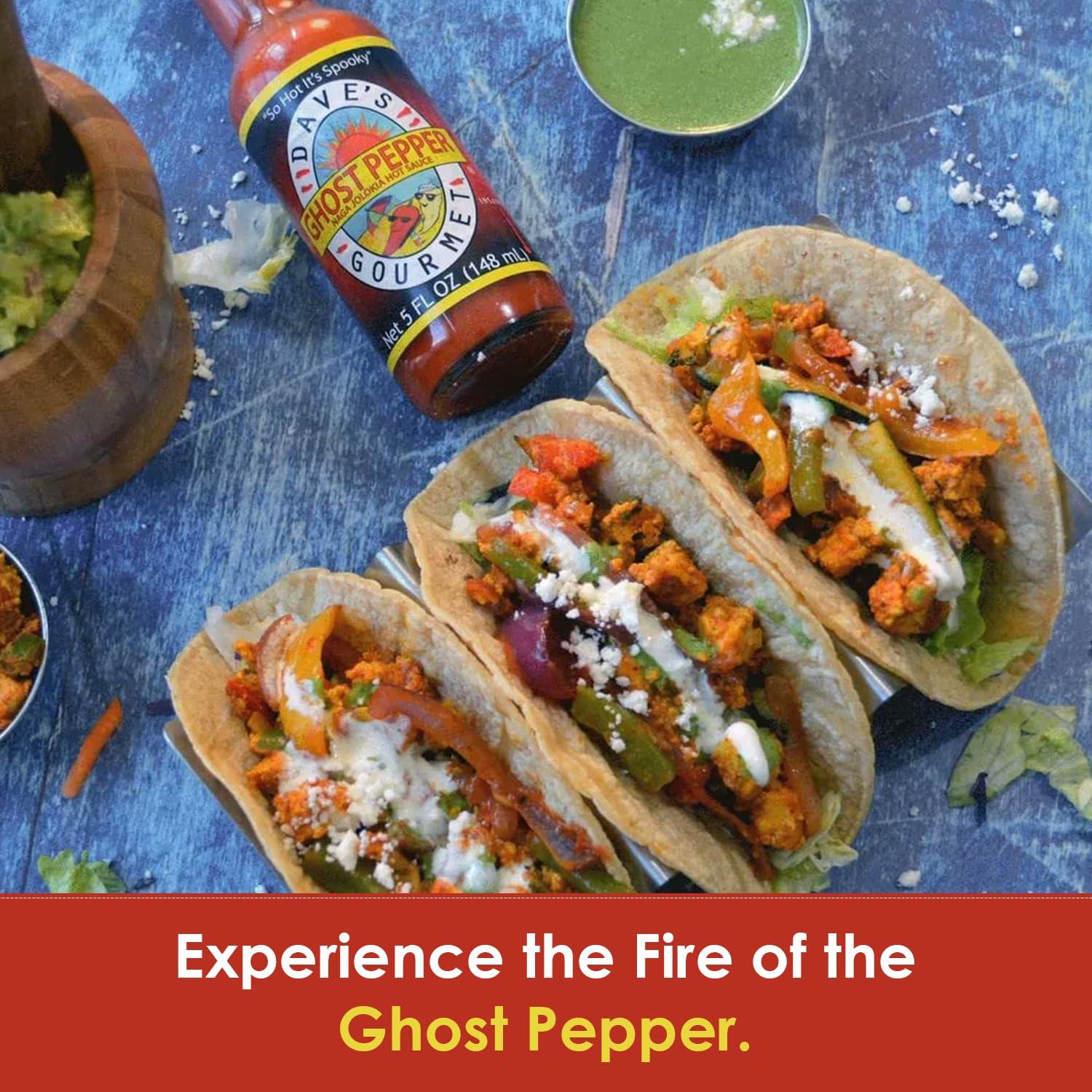 Dave's Gourmet Dave's Gourmet Ghost Pepper Naga Jolokia Hot Sauce Full Flavored Exceptionally Hot - 3 Bottles