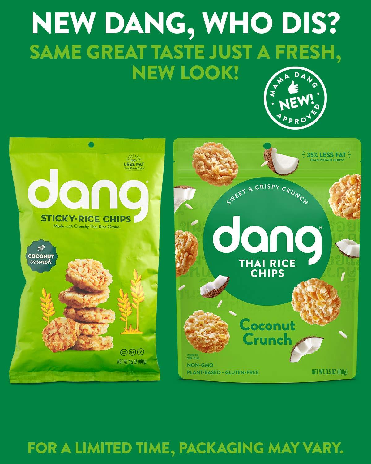 DANG Dang Thai Rice Chips | Coconut Crunch | 4 Pack | Vegan, Gluten Free, Non Gmo Rice Crisps, Healthy Snacks Made with Whole Foods | 3.5 Oz Resealable Bags