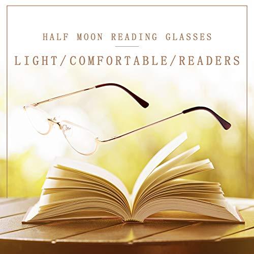 Fuaisi Fuaisi Vintage Alloy Half Moon Classic Reading Glasses Men And Women Half Frame Slim Glasses (Gold, 350)