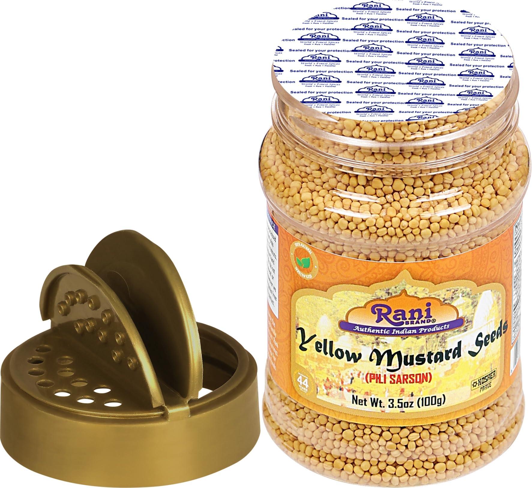 Rani Brand Authentic Indian Products Rani Yellow Mustard Seeds Whole Spice 3.5oz (100g) PET Jar ~ All Natural | Vegan | Gluten Friendly | NON-GMO | Kosher | Indian Origin