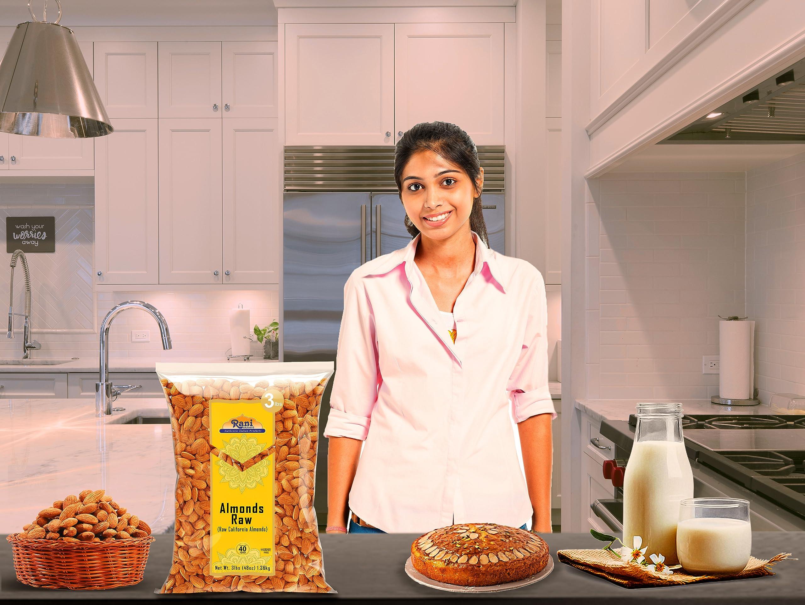 Rani Brand Authentic Indian Products Rani Almonds, Raw Whole With Skin (uncooked, unsalted) 48oz (3lbs) 1.36kg ~ All Natural | Vegan | Kosher | Gluten Friendly | Fresh Product of USA ~ California Shelled Almonds